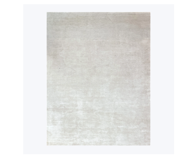 Ivory Solid Wool Silk Blend Rug - 9' x 12'