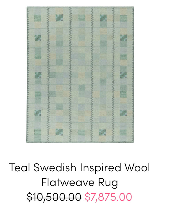 Teal Swedish Inspired Wool Flatweave Rug