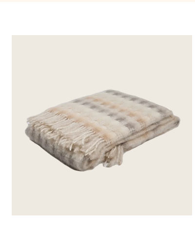 abcDNA Mohair Plaid Throw - Sand