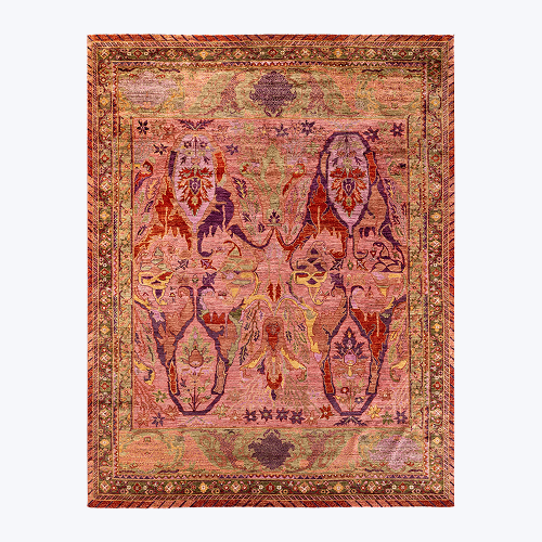 Pink Soluna Traditional Wool Rug - 9'1" x 12'
