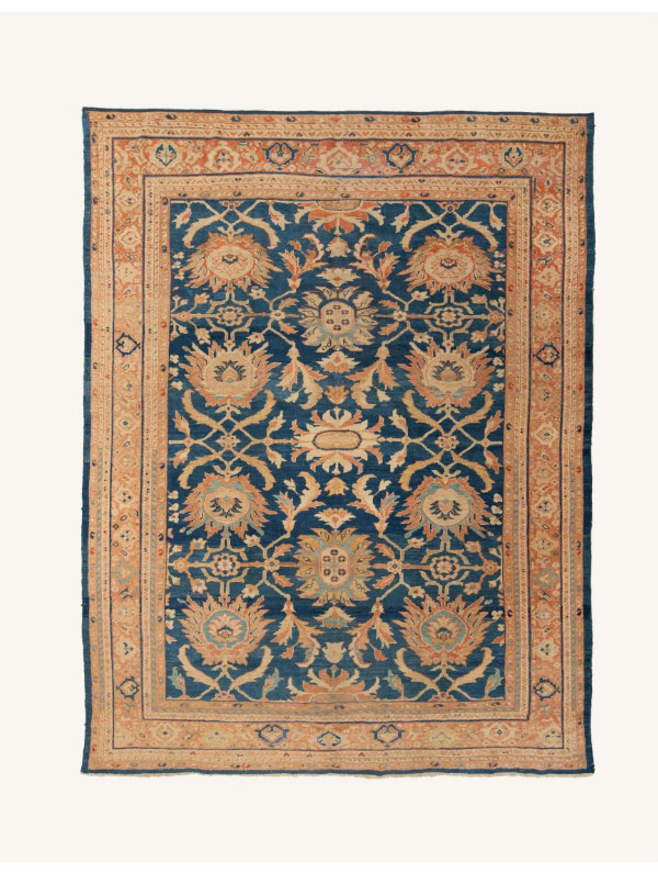 Blue Antique Traditional Sultanabad Wool Rug