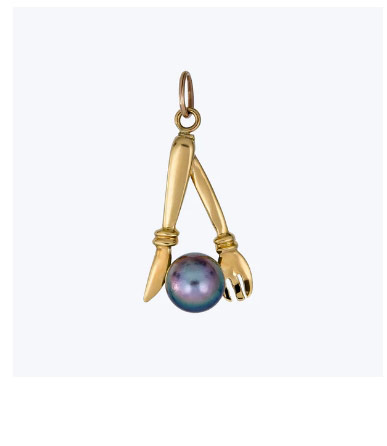 Vintage Cultured Pearl Fork and Knife Charm