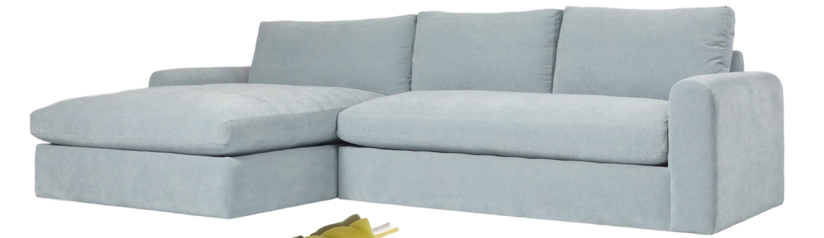 Bond Street Foundry Chaise Sectional - Uptown Ice Blue Velvet