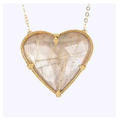 One of a Kind Rutilated Quartz Heart Necklace