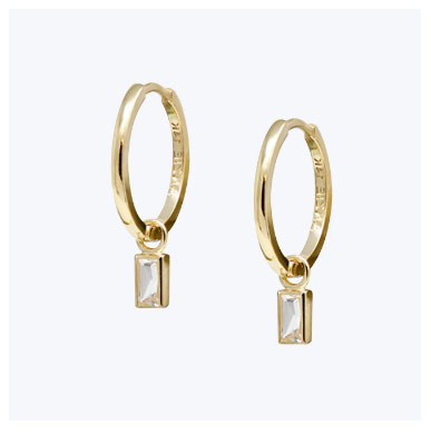 Mel Soldera Baguette Hoop Charm Earrings