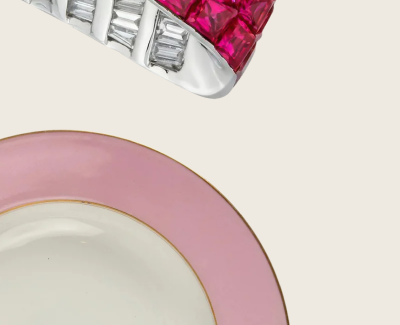 Vintage Porcelain Pink Shallow Bowl