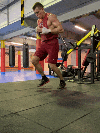 Up the intensity with line step overs for boxing footwork drills.