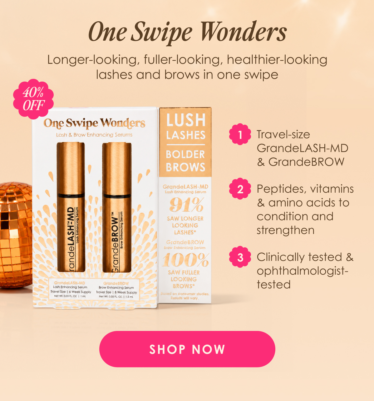 One Swipe Wonders lash & brow enhancing serum set (includes travel-size GrandeLASH-MD & GrandeBROW)