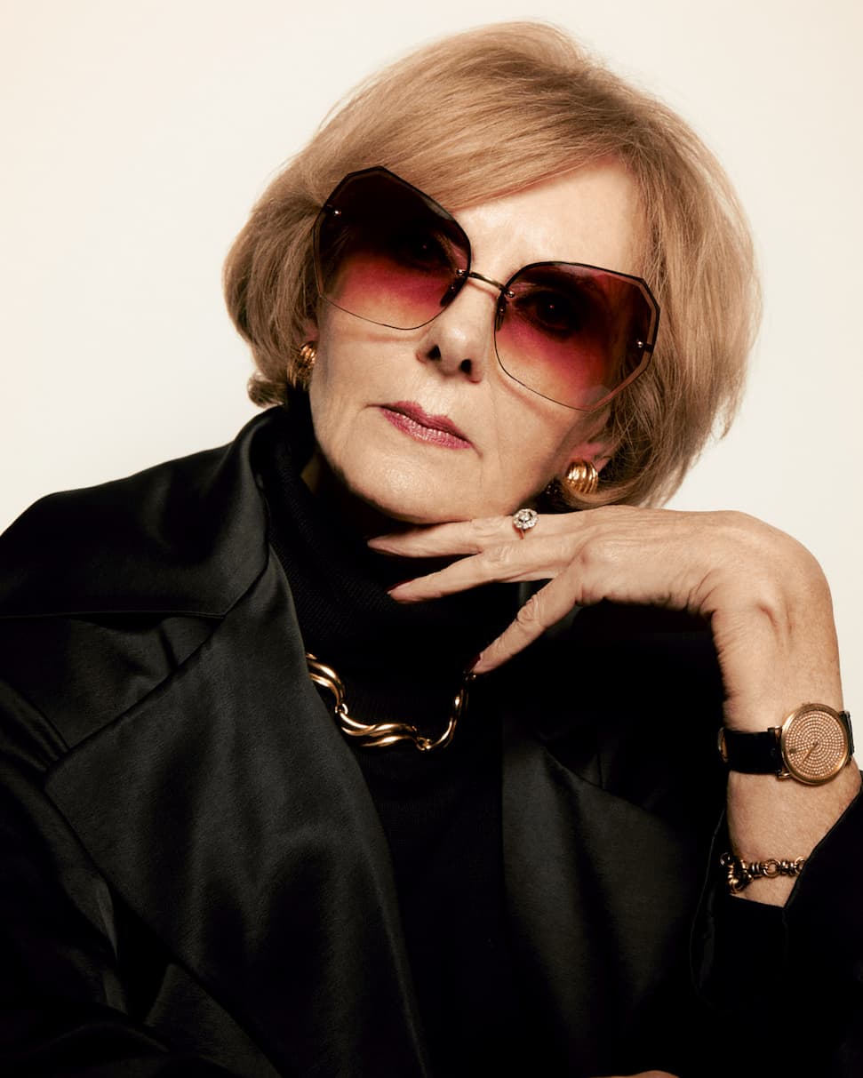 Linda Farrow wears the LILA in MOCHA