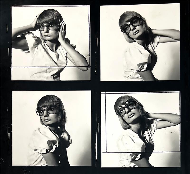 70s model contact sheet wearing linda farrow