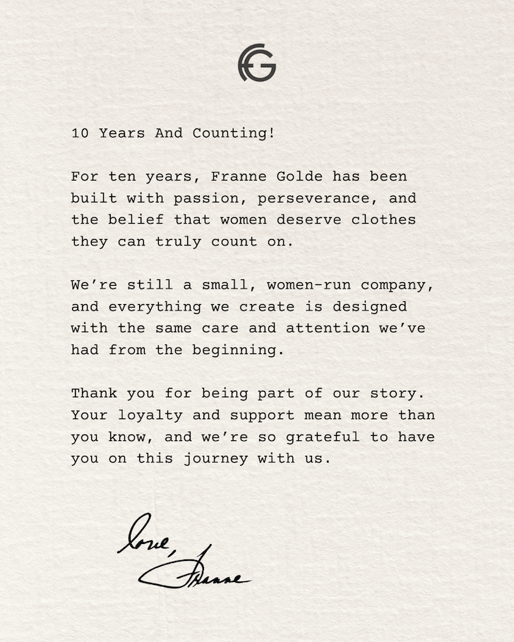 Letter from Franne Golde