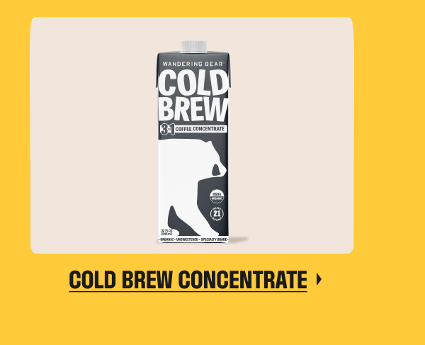 an image of a cold brew concentrate is shown on a brown background