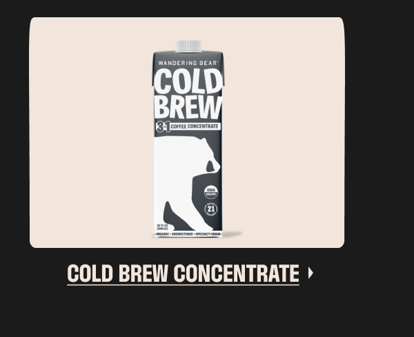 an image of a cold brew concentrate is shown on a brown background