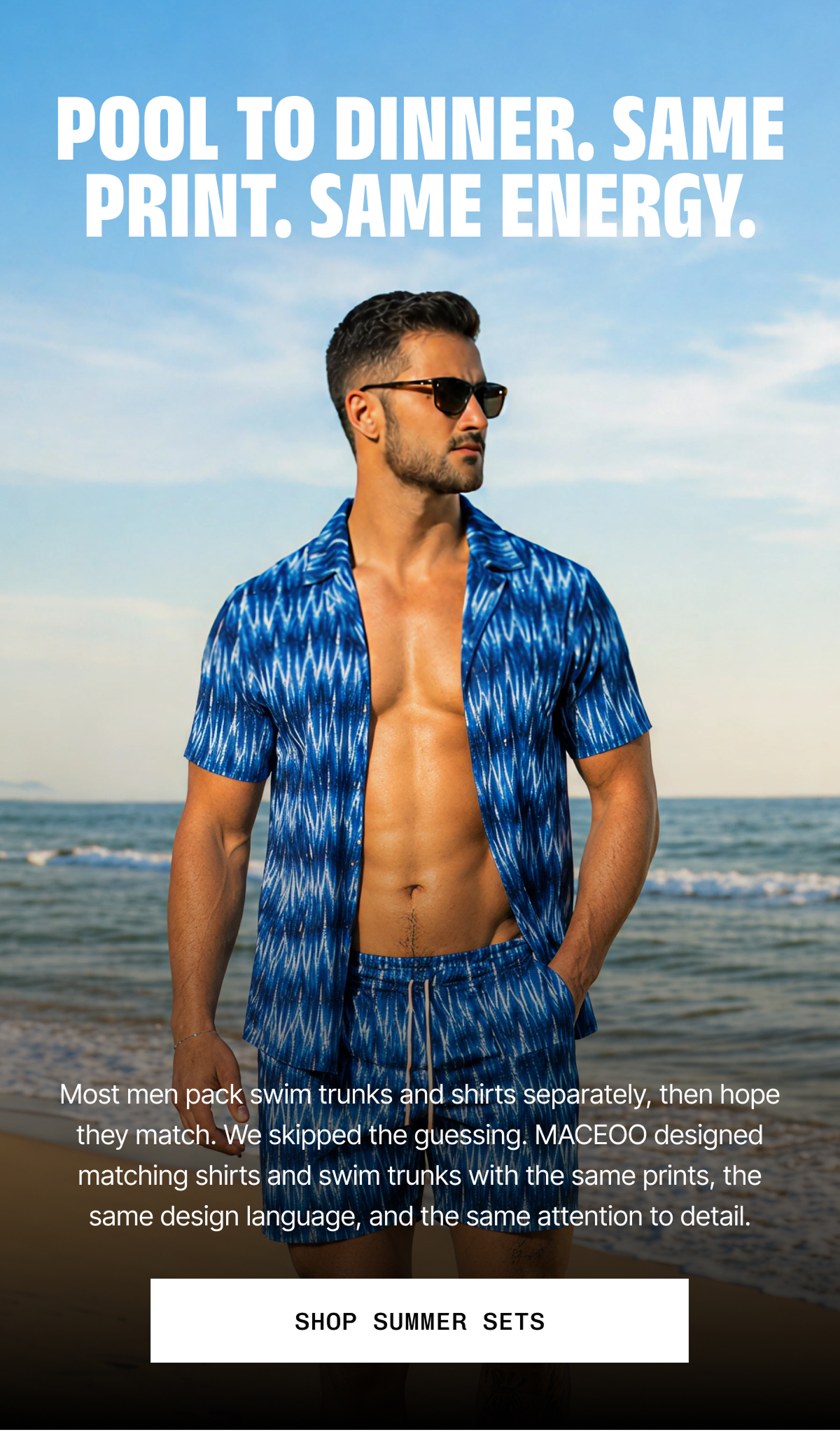 POOL TO DINNER. SAME PRINT. SAME ENERGY