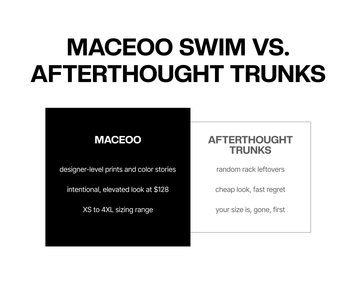MACEOO SWIM VS AFTERTHOUGHT TRUNKS