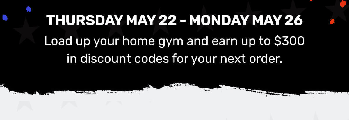 Load up your home gym and earn up to $300 in discount codes for your next order