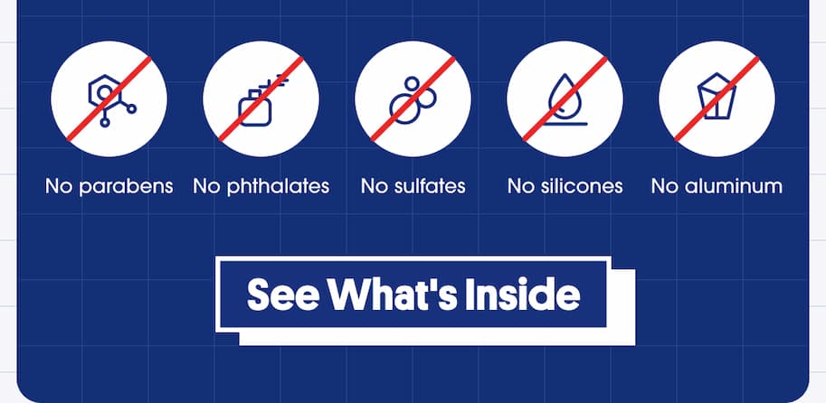 Five "no ingredient" icons above a "See What's Inside" button