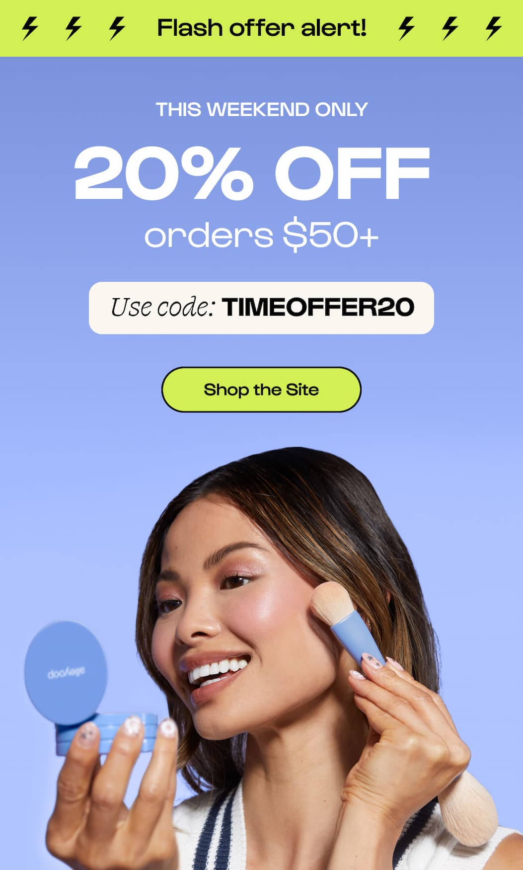 Shop the site. 20% off sitewide. Code TIMEOFFER20 +50$