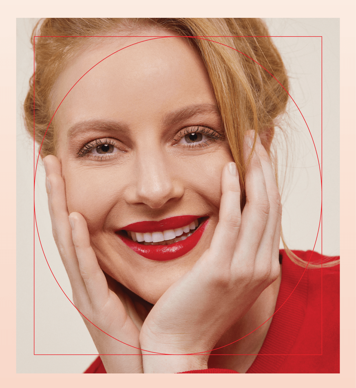 Model is wearing Red and Done in gloss.