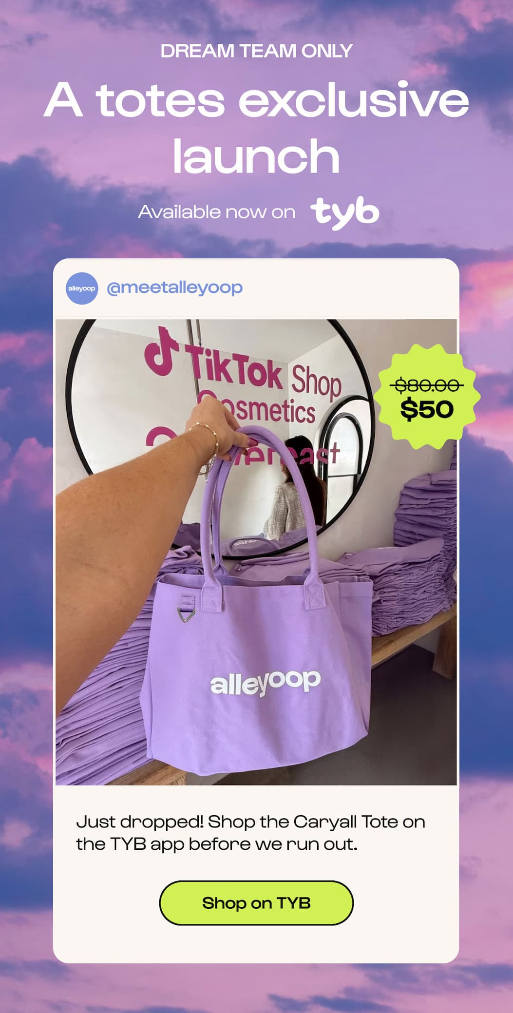 Shop on TYB. $50 Shop the bag on TYB Shop on TYB. $50 Shop the bag on TYB