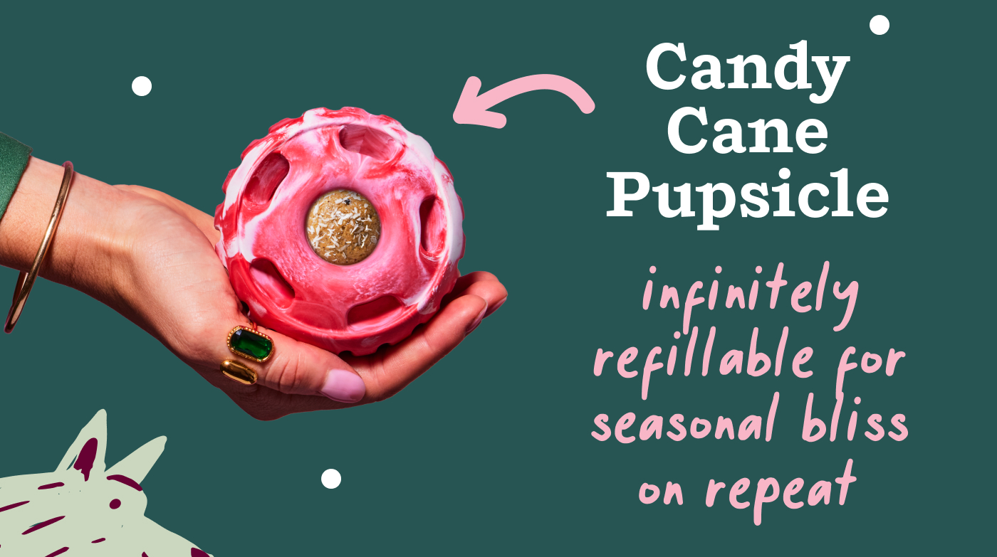 Candy Cane Pupsicle: Infinitely refillable for seasonal bliss on repeat