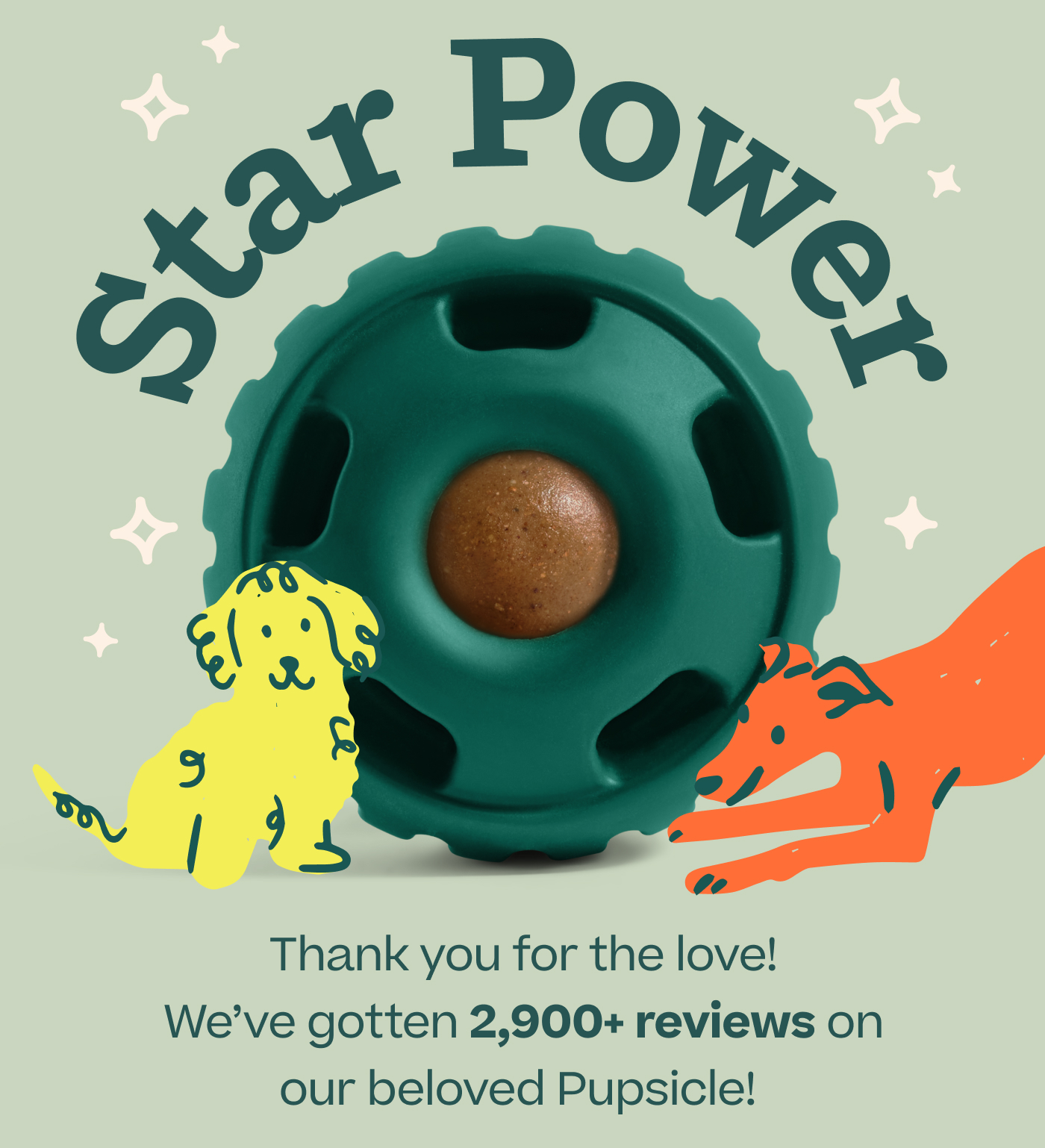 Star Power. Thank you for the love! We've gotten 2,900+ reviews on our beloved Pupsicle! 