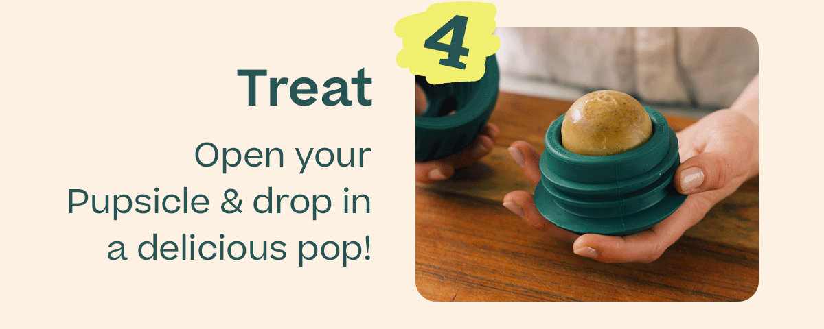 4 Treat | Open your Pupsicle & drop in a delicious pop!