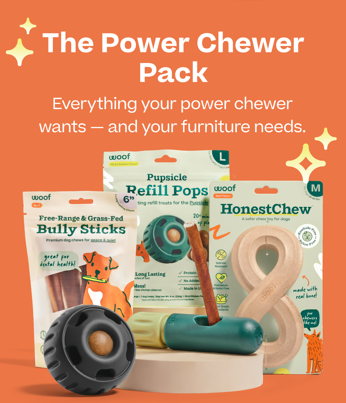 The Power Chewer Pack. Everything your power chewer wants - and your furniture needs.