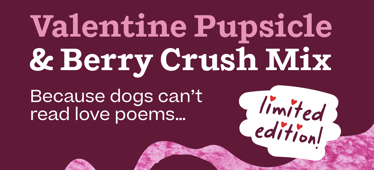 Valentine Pupsicle & Berry Crush Mix Because dogs can't read love poems...