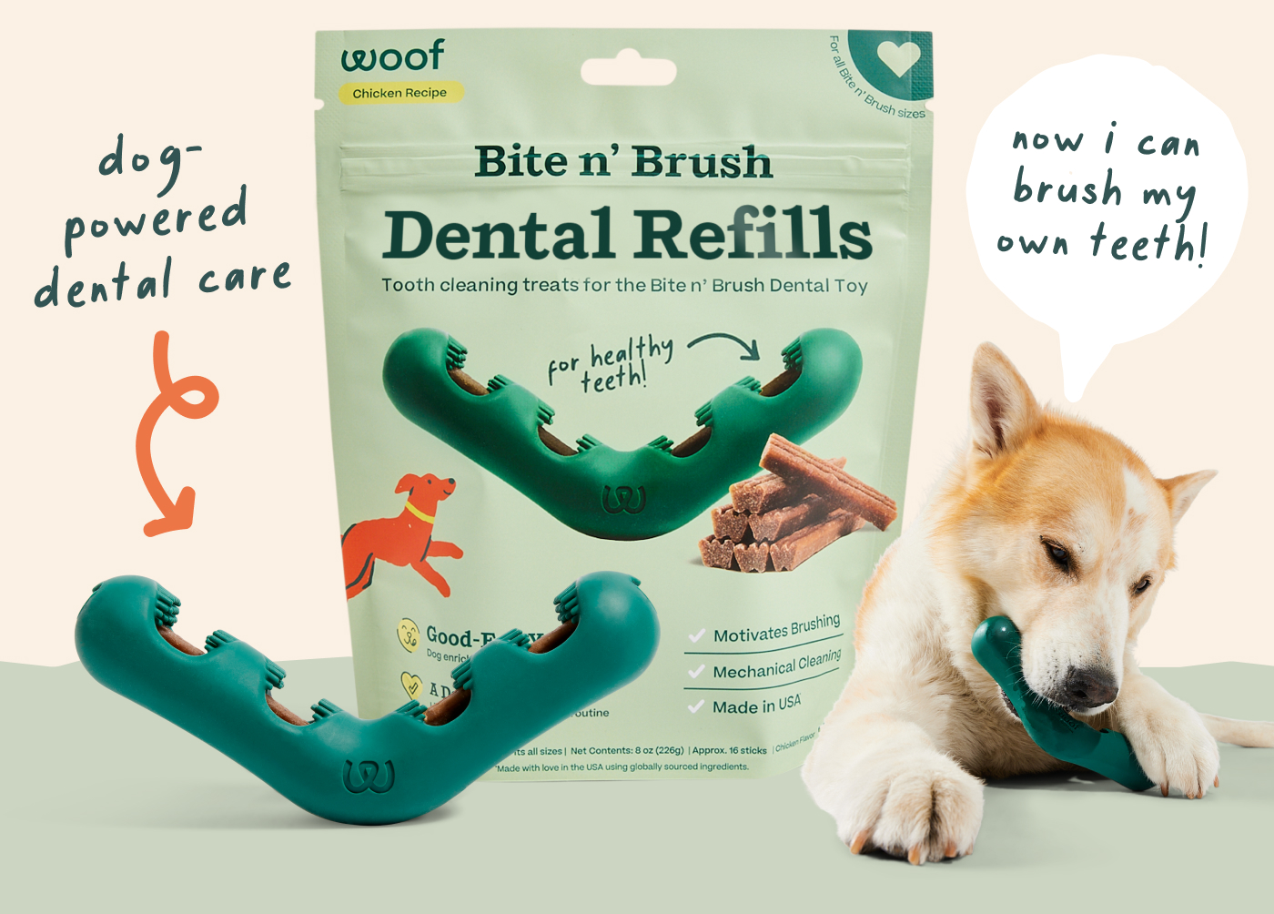 Bite n' Brush  |  dog-powered dental care | now i can brush my own teeth!