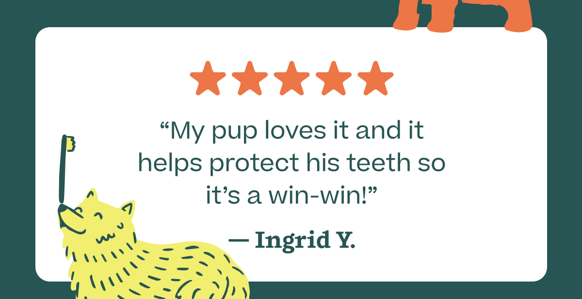 "My pup loves it and it helps protect his teeth so it's a win-win!" - Ingrid Y.