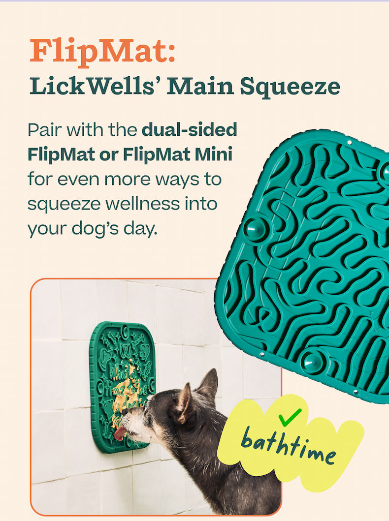 FlipMat: LickWells' Main Squeeze: Pair with the dual-sided FlipMat or FlipMat Mini for even more ways to squeeze wellness into your dog's day. | Shop the FlipMat
