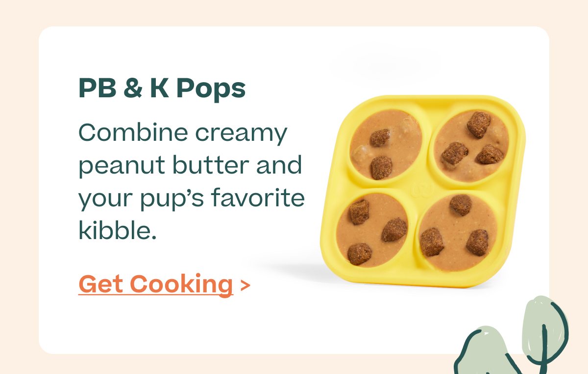 PB & K Pops. Combine creamy peanut butter and your pup's favorite kibble.