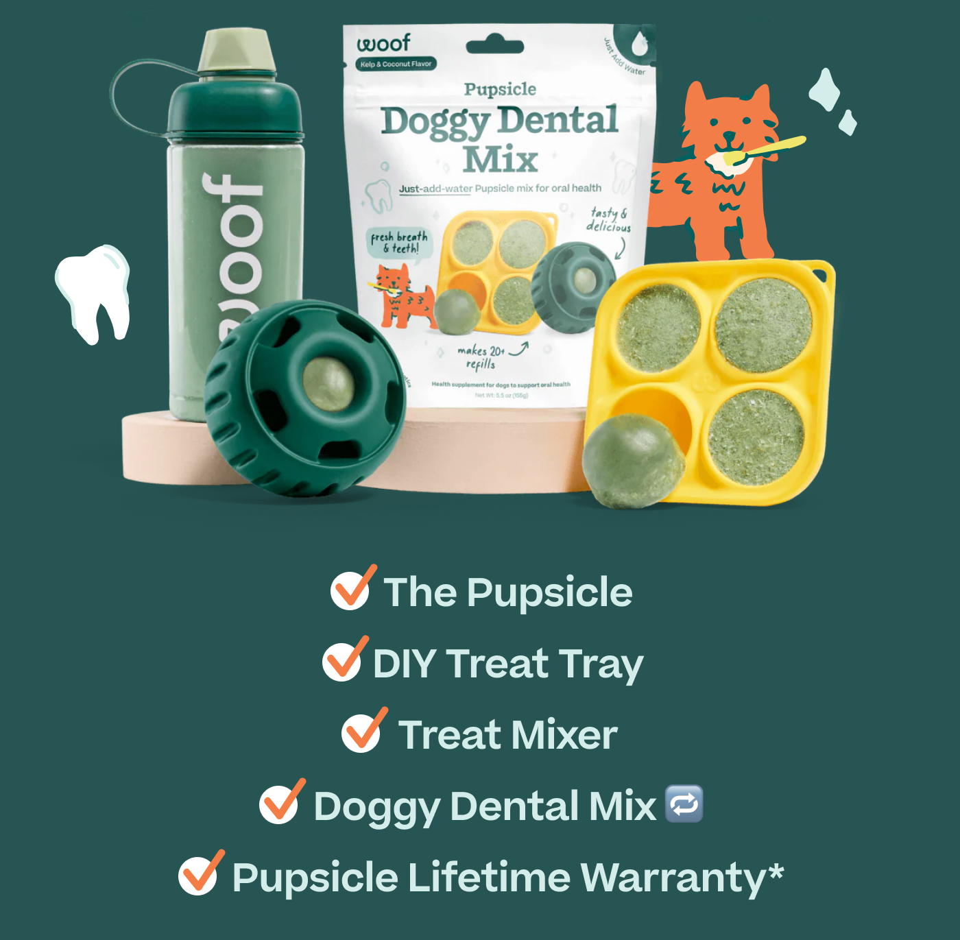 The Pupsicle.  DIY Treat Tray.  Treat Mixer.  Doggy Dental Mix 🔁.  Pupsicle Lifetime Warranty*