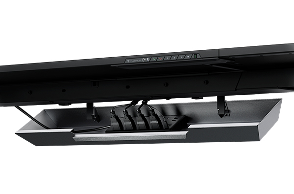 Magnetic drop-down cable management tray