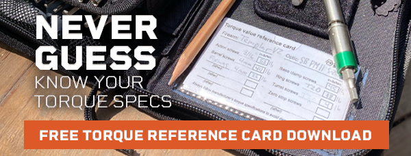 Never guess. Know your torque specs. FREE torque reference card download