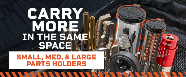 Carry more in the same space. Small, Med, & Large Parts Holders
