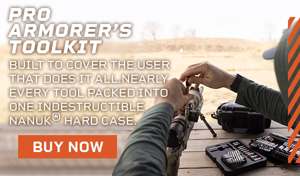 Pro Armorer's Toolkit. Built to cover the user that does it all. Nearly every tool packed into one indestructible Nanuk&reg; hard case. Buy Now