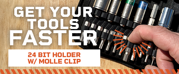 Get your tools faster. 24 Bit Holder w/ Molle Clip