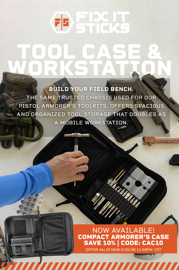 Tool Case & Workstation | Build your field bench. The same trusted chassis used for our Pistol Armorer's Toolkits, Offers spacious and organized tool storage that doubles as a mobile workstation.