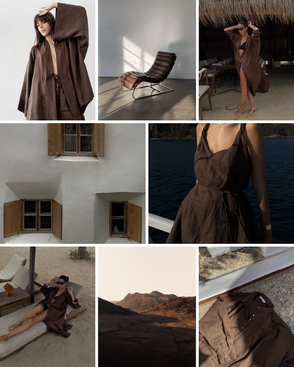 Colour story Cacao, natural fibre pieces in deep brown