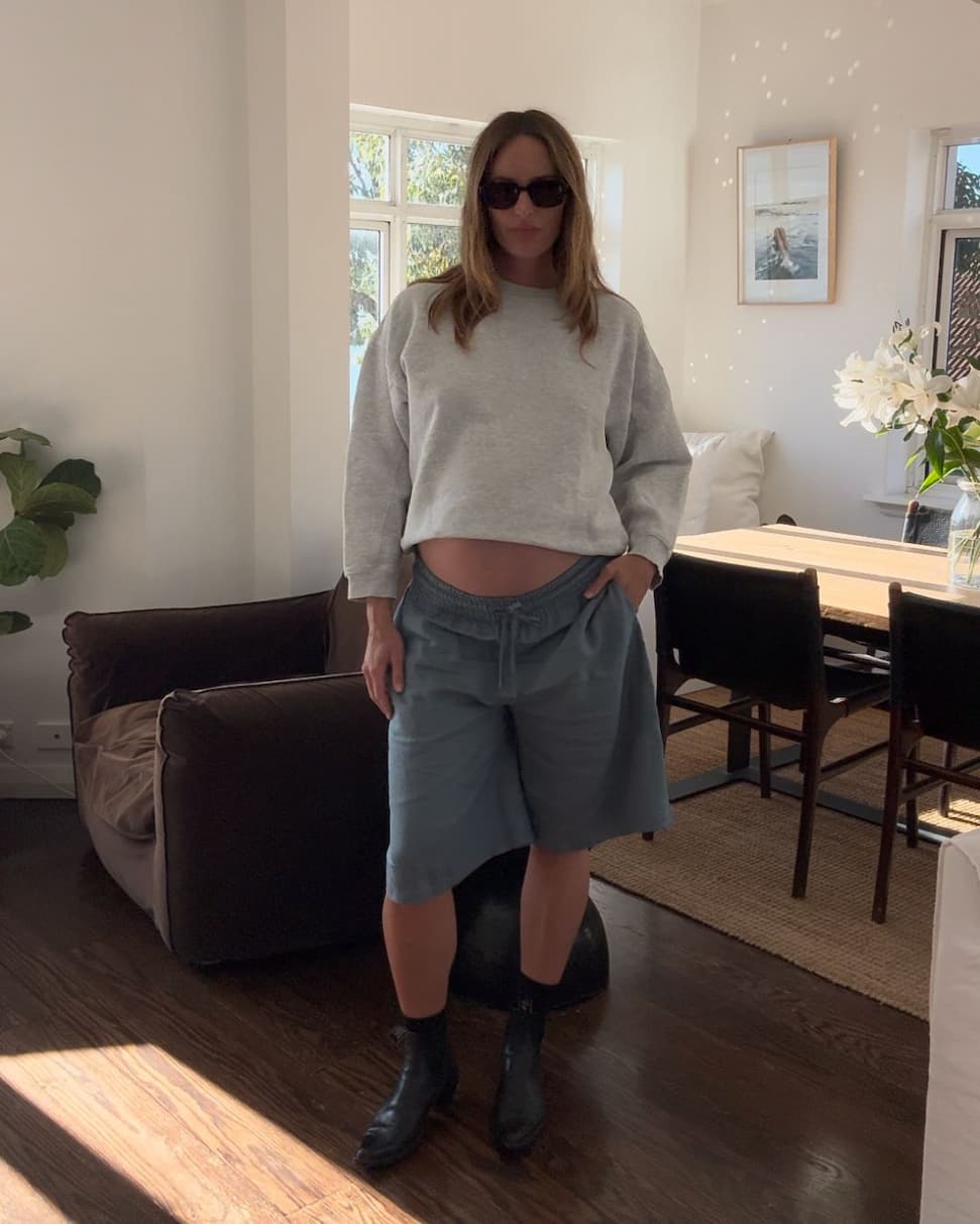 The Koko linen shorts styled with a blazer for evening