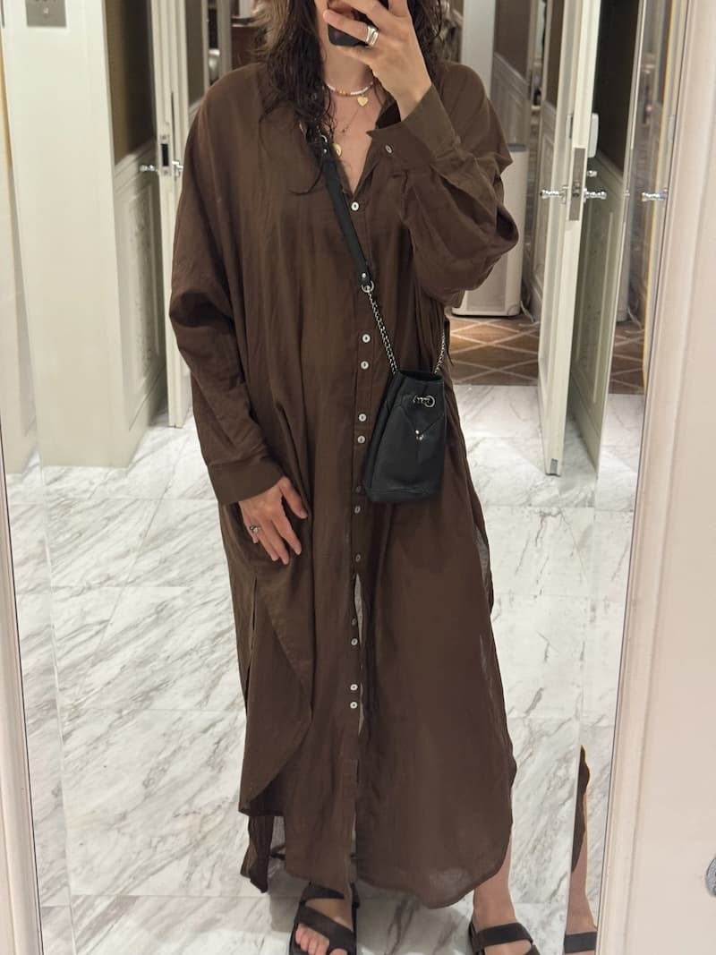 The Santorini shirt dress in Cacao