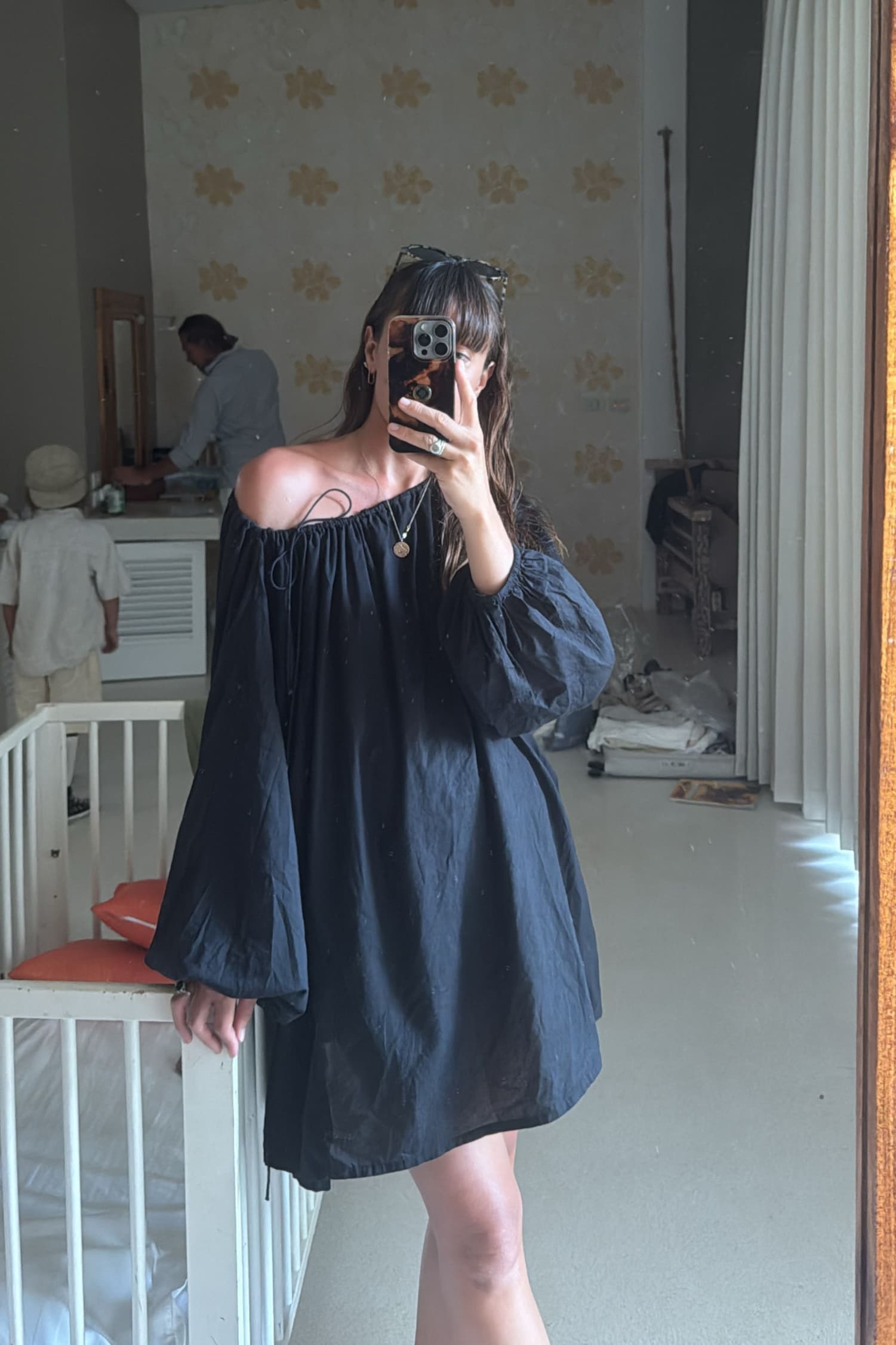 The Joss blouse in black styled with the Cooper shorts