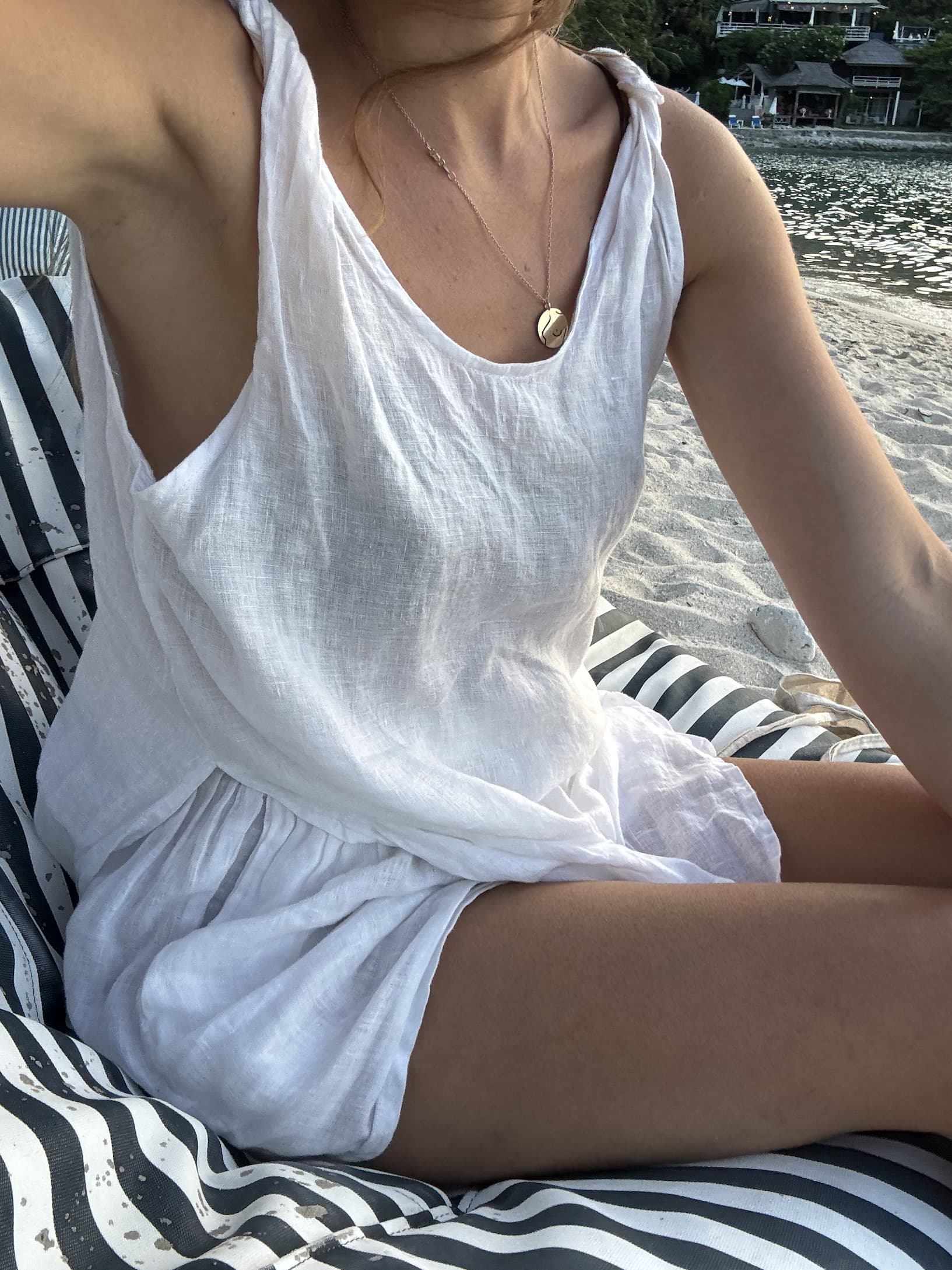 The Burns top in white, styled with the Cooper shorts