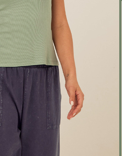 Bailey Feather Rib High Neck Tank