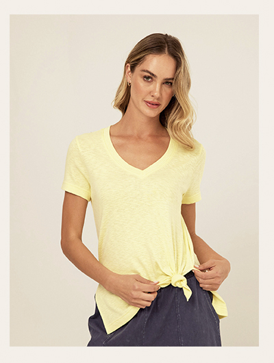 Norma Textured Slub Jersey Knotted Tee