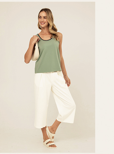 Genevieve Novelty Stitch Eco Jersey Tank