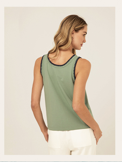 Genevieve Novelty Stitch Eco Jersey Tank