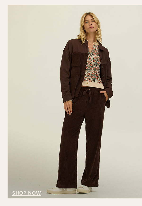Peggy Terry Corduroy Mix Button-Down
